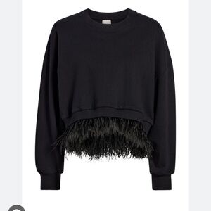 Cinq a Sept Albertine Ostrich Feather Sweatshirt NWT